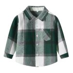 Chemise enfant  carreaux manches longues casual chemise coton avec poche confortable pour garons et ...