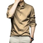 Chemise extensible infroissable  manches longues boutonne pour homme - kaki