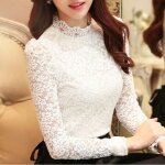 Chemise femme - blanche - dentelle - manches longues - loose - col chemise