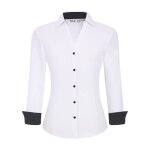 Chemise femme business fashion  manches longues boutons slim fit - blanc