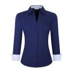 Chemise femme business fashion à manches longues boutons slim fit - bleu marine Chemise femme business fashion à manches longues boutons slim fit - bleu marine