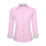 Chemise femme business fashion � manches longues boutons slim fit - rose