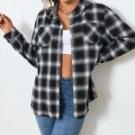 Chemise femme flanelle carreaux plaid printemps automne manches longues casual - insfity Chemise femme flanelle carreaux plaid printemps automne manches longues casual - insfity