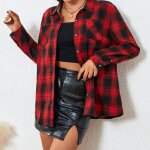 Chemise femme flanelle carreaux plaid printemps automne manches longues casual - insfity