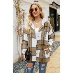 Chemise femme manches longues carreaux multicolore - funmoon - regular - kaki - marron Chemise femme manches longues carreaux multicolore - funmoon - regular - kaki - marron