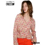 Chemise femme lgante  manches longues rouge avec motif floral