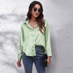 Chemise femme - satin de soie - manches longues - vert clair Chemise femme - satin de soie - manches longues - vert clair