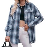 Chemise femmechemise  carreaux manches longuesclassique blouse lgant mode cardigan pour femmes - bleu ...