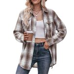 Chemise femmechemise  carreaux manches longuesclassique blouse lgant mode cardigan pour femmes - marron ...