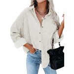 Chemise femmechemise en velours c�tel� � manches longues pour femme�l�gante blouse ample casual cardigan ...
