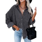 Chemise femmechemise en velours c�tel� � manches longues pour femme�l�gante blouse ample casual cardigan ...
