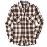 Chemise flanelle homme col revers manches longues ample casual doux carreaux - cafe