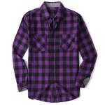 Chemise flanelle homme insfity - carreaux violet - col revers manches longues