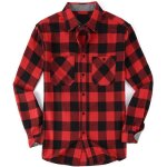 Chemise flanelle homme insfity - col revers manches longues - carreaux rouge