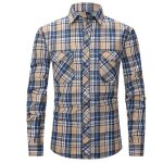 Chemise en flanelle à manches longues deux poches coupe standard xh450 bleu - mobigarlan - homme - col ... Chemise en flanelle à manches longues deux poches coupe standard xh450 bleu - mobigarlan - homme - col ...