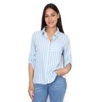 Chemise fluide  rayures. avec une poche. manche  retrousser. pour femme - chemisiers blouses - la modeuse ...