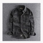 Chemise gris camouflage homme militaire mi saison manches longues casual