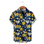 Chemise hawa�enne homme - grande taille - impression num�rique 3d fleurs - � manches courtes - bleu marine ...