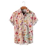 Chemise hawa�enne homme - grande taille - impression num�rique 3d fleurs - � manches courtes - rose