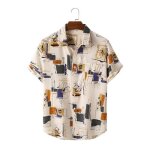 Chemise hawaenne homme imprim manches courtes chemisette de plage ete fashion pour vacances