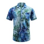 Chemise hawa�enne homme - insfity - bleu - manches courtes - grande taille