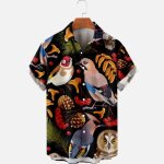 Chemise hawaïenne homme - insfity - imprime perroquet - manches courtes - noir - grande taille Chemise hawaïenne homme - insfity - imprime perroquet - manches courtes - noir - grande taille