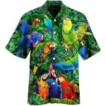 Chemise hawaïenne homme insfity perroquet grande taille à manches courtes - vert Chemise hawaïenne homme insfity perroquet grande taille à manches courtes - vert
