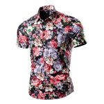 Chemise hawaenne homme manches courtes t chemise de plage funky fleurs regular fit pour vacances - ...