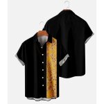Chemise hawaenne homme  manches courtes pas cher grande taille - jaune - noir