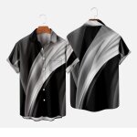 Chemise hawa�enne homme � manches courtes rayures bicolore - insfity - grande taille