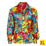 Chemise hippie  fleurs - baba cool - 60 - 70 - multicolore - adulte - blanc