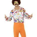 Chemise hippie adulte blanche motif psych�d�lique - no name