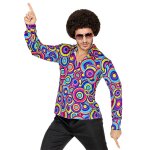 Chemise hippie - widmann - ann�es 70 bubbles - violet - multicolore - adulte