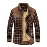 Chemise hiver  carreaux homme double polaire manches longues chemise chaude epaisse avec poche