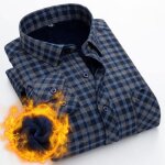 Chemise hiver homme carreaux chaude double polaire chemise epaisse manches longues avec poche