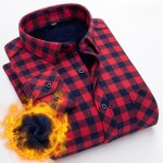 Chemise hiver homme carreaux chaude double polaire chemise epaisse manches longues avec poche - rouge ...
