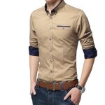 Chemise hiver homme manches longue doublee polaire slim fit - marron