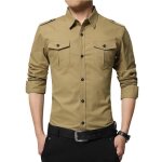 Chemise homme ajuste style militaire couleur unie polo  deux poches