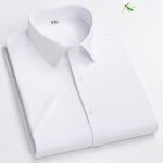 Chemise homme blanc couleur unie slim business fibre de bambou respirante manches courte - insfity