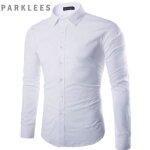 Chemise homme blanche slim fit mode chemise manche longue