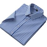 Chemise homme bleu - insfity - � rayure - manches courtes - business - coupe regular - tissu infroissable ...