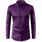 Chemise homme business manches longues regular fit chemise habillée stretch couleur contrastée avec poche ... Chemise homme business manches longues regular fit chemise habillée stretch couleur contrastée avec poche ...