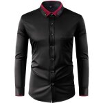 Chemise homme business manches longues regular fit habille stretch - noir