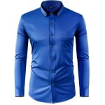 Chemise homme business manches longues regular fit insfity - bleu fonce - col boutonné - poche avant Chemise homme business manches longues regular fit insfity - bleu fonce - col boutonné - poche avant
