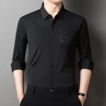 Chemise homme business slim fit sans repassage - insfity - manches longues - noir