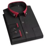Chemise homme business stretch manches longues chemise col boutonn couleur unie avec poche