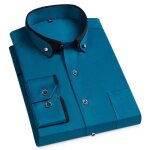 Chemise homme business stretch manches longues chemise col boutonn couleur unie avec poche - vert