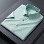 Chemise homme business tissu infroissable respirante fibres de bambou - vert clair