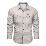 Chemise homme cargo coton regular fit manches longues confortable couleur uni printemps et automne - ... Chemise homme cargo coton regular fit manches longues confortable couleur uni printemps et automne - ...