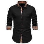 Chemise homme carreaux col classique printemps automne manches longues fashion - noir